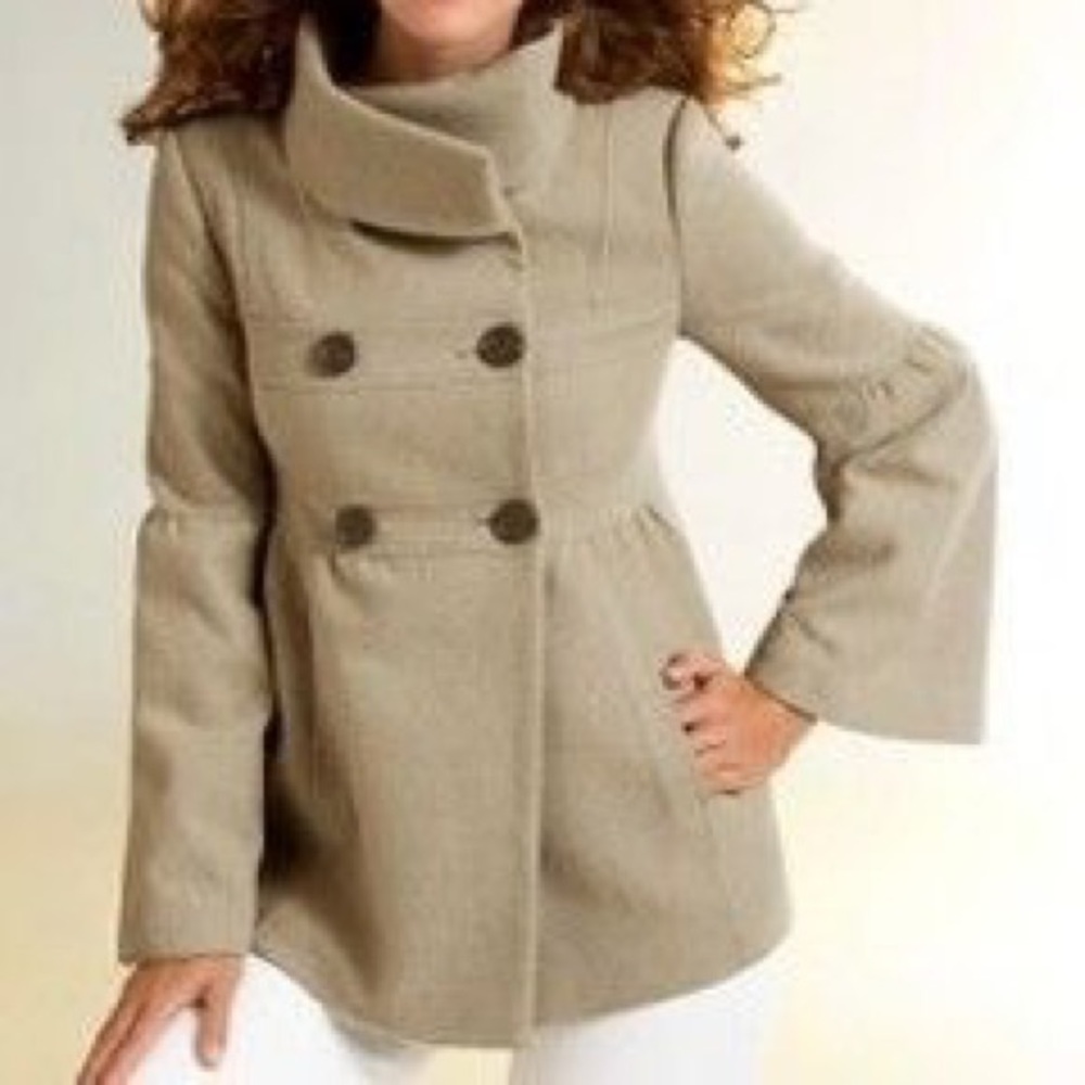 {Loft} beige bell sleeve wool coat size 2 EUC!